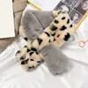 Bufanda con Estampado de Leopardo para Mujer Otoño e Invierno Chica Linda Versátil Estilo Coreano Piel Sintética Felpa Imitación Piel de Conejo Rex Estudiante Cuello Engrosado Cálida