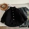 Cardigan Acolchoado Casual com Gola Camisa para Meninos Novo 2025 Pequeno e Médio Tamanho para Crianças Bebês Meninas Manga Longa Moda Roupas de Algodão Estilo Tendência