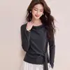 Camiseta europea de alta gama, exquisita, suave y delicada, de hombros descubiertos, nueva moda 2026, top elegante con cordones para ceñir la cintura