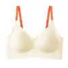 Directamente del fabricante, sujetador sin costuras estilo chaleco, edición limitada naranja de soporte suave para mujer, ropa interior de soporte suave que levanta y junta