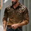 Camisa de manga larga para hombre, camisa casual de botones, camisa transpirable suave estilo étnico retro de mezclilla para hombre