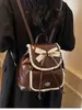 Mochila Retrô Transfronteiriça, Bolsa Escolar Estudantil Feminina Moderna e Casual, Bolsa Balde Popular, Mochila de Viagem Leve de Aparência Sofisticada