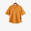 Top Versátil de Media Cuello Alto para Mujer Talla Grande, Estilo Otoño 2026, Camisa de Punto Holgada de Manga Corta Fruncida para Mujeres Talla Grande 23709