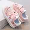 Tênis de Lona Desenho Animado Graffiti Infantil Primavera e Outono Novo Estilo Menina Velcro Solado Macio Criança Pequena Respirável Casual Sapatos Brancos