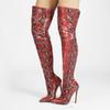 Botas por encima de la rodilla con cremallera de serpiente estilo europeo y americano 2022, botas altas de tacón fino, botas de moda para mujer, directo de fábrica