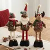Muñeco de muñeco de nieve y reno navideño con patas retráctiles, gorro tejido, adorno para escaparate, decoración marrón transfronteriza