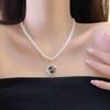 Collar con colgante de perlas vintage con pintura al óleo de goteo de la época media para mujer, nuevo estilo chino, estilo nacional, cadena de lana ligera de lujo para clavícula de nicho a la moda.