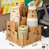 Prateleira para copo de milk tea Separador de copos copo de cerveja madeira escova de dentes japonesa copo canudo Bancada tipo extração