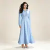 Vestido Longo Jacquard Renda Strass Europeu e Americano Gola Lapela Manga Longa Barra Larga Saia Longa Luxo Leve Banquete Roupas Femininas Europeias e Americanas