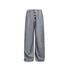 Pantalones de Hombre con Botones Ouswe Estilo Americano Marca de Moda Plisados Sueltos Rectos Pantalones de Vestir Casuales con Efecto de Caída Pantalones Largos Rk222