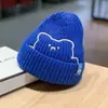 Gorro de Osito para Niños Otoño e Invierno Estilo Coreano Versátil Bordado de Lana Gorro de Tejer Cálido Dibujos Animados para Padres e Hijos Gorro de Punto Moderno