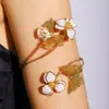Pulsera de Mariposa Nueva de Moda Transfronteriza Europea y Americana Exagerada Hueca de Metal Flor Anillo de Brazo con Diamante Pulsera Abierta Anillo de Brazo