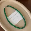 Collar Verde Imperial Ágata Verde Natural Calcedonia Collar de Cuentas Verde Jade Estilo Chino Nuevo Accesorios para Collar de Clavícula