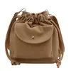 Bolso de Lona para Mujer 2026 Nuevo Estilo Coreano Moda Bolso Cubo con Cierre de Cordón Casual Versátil Bolso de Hombro Cruzado de Moda