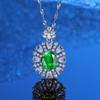 Estilo europeu e americano redondo S925 prata verde vermelho azul rosa vermelho pingente colar socialite mulheres colar 5A diamante cheio