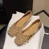 Novidade Primavera e Outono 2026 Sapatos Rasos Femininos de Bico Quadrado com Strass, Calce Fácil, Sapatos Versáteis de Solado Macio Estilo Fada para o Dia a Dia