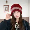 Gorro de punto jacquard vintage para otoño e invierno, cálido y a prueba de frío, gorro de lana con borde enrollado, moderno y versátil, gorro posparto para mujer