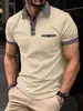 Camisa Polo de Manga Corta para Hombre Verano Transfronterizo Europeo y Americano Aliexpress Amazon Más Vendido Polo con Combinación de Colores
