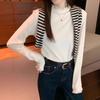 Camisa Base de Terciopelo Alemán de Doble Cara con Cuello Alto para Mujer, Nueva Camiseta de Invierno con Ribete de Encaje, Top Interior de Alta Gama de Corte Ajustado