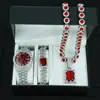Collar Pulsera Reloj Set Colgante Rectangular de Piedra Preciosa Corazón de Océano Retro Regalo de Alta Gama para Hombres