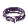 Pulsera trenzada de cuero PU hecha a mano de alta venta en AliExpress, pulsera de ancla, pulsera de cuero náutico de moda para vela