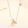 Joyería de tesoro de plata de estilo europeo y americano, collar de abeja pequeña con microincrustaciones de citrino y olivino, venta al por mayor de fábrica