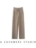 Nuevos Pantalones de Pierna Ancha de Cachemira para Mujer con Cordones Otoño Invierno Engrosados Con Bolsillos Modernos Suaves Versátiles Adelgazantes de Pierna Recta Pantalones Casuales