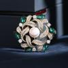 Acessórios de corsage retrô high-end casaco de inverno pino cristal Zircon incrustado Garland broche de pérola de água doce