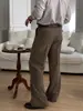 Pantalones Minimalistas Juveniles y Energéticos Asclo&Qiao con Pliegues Fluidos y Piernas Rectas Hasta el Suelo, Pantalones Casuales de Pierna Ancha para Primavera
