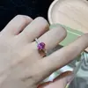 Tiktok Live Venta Caliente Anillo de Zafiro Rosa Cultivado Forma de Huevo 1.5 Quilates Plata S925 Chapado en Oro Anillo Simple Versátil para Mujer