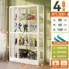 Vitrina de cristal con cerradura, totalmente transparente, con luces, gabinete a prueba de polvo para uso doméstico, vitrina de sala de estar, estante de exhibición de modelos