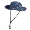 Sombrero de Pescador Lavado Vintage Color Sólido Penny de Primavera Sombrero de Vaquero Lavado de Algodón Personalizado Fotografía Transfronteriza Cabeza Grande