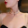 Collar de perlas cadena clavícula de madre nicho de lujo ligero 2024 nuevo temperamento simple de verano para mujer no se desvanece pliegue