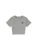 Camiseta Negra de Verano Nuevo Estilo con Cuello Redondo y Manga Corta para Mujer con Diseño de Letras Americanas, Top Corto Ajustado