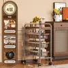 Carrito Estrecho Estante de Almacenamiento, Estante de Cesta de Cocina Multicapa de Pie para Snacks y Frutas y Verduras, Estante de Almacenamiento Móvil Estilo Vintage