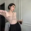 Suéter con cuello polo, top de punto ajustado y estilizado para mujer, nuevo estilo otoño e invierno, prenda base, top de punto puro y deseable, de manga larga para mujer