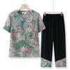 Conjunto de Verão para Mulheres de Meia-Idade e Idosas, Camisa de Manga Curta para Avó, Novo Conjunto Elegante de Duas Peças Estilo Chinês para Mãe 2026