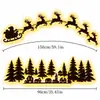 Decoración de Pared de Madera de Papá Noel y Reno con Trineo para Navidad Adhesivo sin Taladro Autoadhesivo Silueta Decoración de Pared