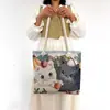 Nuevo Paño de Arena Bolsa de Flores de Seda Dorada Bolso de Hombro Bolso Tote de Gran Capacidad Bolsa de Lona Estilo Nacional Peonía Bolsa de Compras Portátil