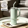 Vaso de hielo de alta capacidad y estilo Mijia, taza aislada de acero inoxidable 316, vaso portátil con popote para mantener el frío para uso en automóvil