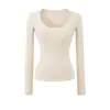 Camiseta de Manga Larga con Cuello Redondo Estilo Puro Deseo Chica Atractiva 2026 Nueva Moda de Primavera Versátil Ajustada Camiseta Básica de Color Sólido para Mujer