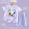 Conjunto deportivo infantil de dibujos animados para niños 2026 nuevo modelo para niñas ropa de seda de hielo secado rápido conjunto de dos piezas de verano para niños