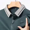 Al por mayor transfronterizo para hombre, nueva camiseta polo de verano para hombre de mediana edad, casual de negocios, manga corta, seda helada, fresca, con cuello, camiseta para hombre