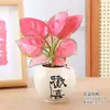 Planta em Vaso Vermelho Geely, Planta Verde Ruyi Rainha Elefante Branco Hidropônica, Planta de Folha Decorativa para Mesa de Escritório, Flor Fácil de Cuidar