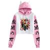 Comércio exterior transfronteiriço novo dia difuso Demon Slayer fantasma matar lâmina com capuz orelhas de gato contraste cor suéter feminino
