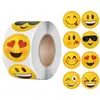 500 Pegatinas/Rollo Rollo de Pegatinas de Emoticonos Amarillos Cara Sonriente Pegatina de Emoticono de Recompensa para Niños Etiqueta Selladora Autoadhesiva