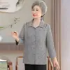 Moderna Ropa para Madres Camisa de Verano de Manga Larga para Mujeres de Mediana Edad y Mayores Ropa Elegante para Abuelas Top Holgado que Disimula el Cuerpo