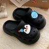 Sandalias Zuecos de Verano para Mujer, Casuales para Exteriores y Playa, Estilo Simple, Diseño de Pingüino y Pez, Cómodos, de Suela Gruesa de Eva