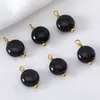 Colgante Redondo Vintage de Acero Inoxidable con Piedra Natural Adorno Colgante Único Decoración de Botón para Hanfu Qipao Accesorios para Joyería DIY