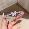 Pulsera Europea y Americana Transfronteriza de Circonita Gota de Agua Mariposa Abrible Pulsera de Lujo Ligero Nicho con Sensación de Alta Gama Joyería Simple para la Mano Mujeres